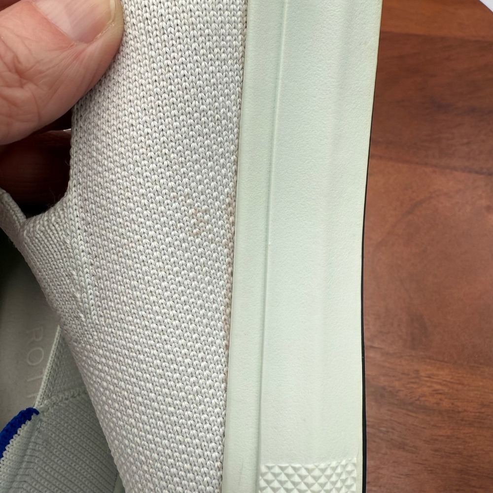 Rothy's The City Slip On Sneaker Womens 9.5 White Blue Trim Knit Classic Comfort - Picture 14 of 15